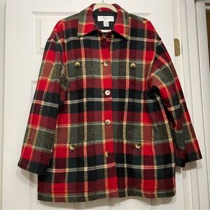 Vintage Jones New York Plaid Wool Coat Jacket, size Medium